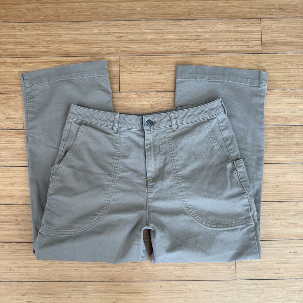 Patagonia Khaki Cropped Utility Pants Canvas Workwear Deep Pockets